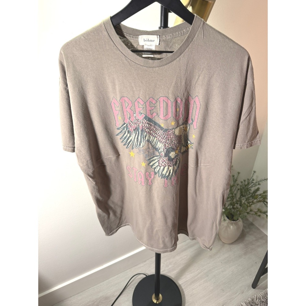 bohme tee boutique western grunge Stay true L/XL mocha boxy loose fit fall layer